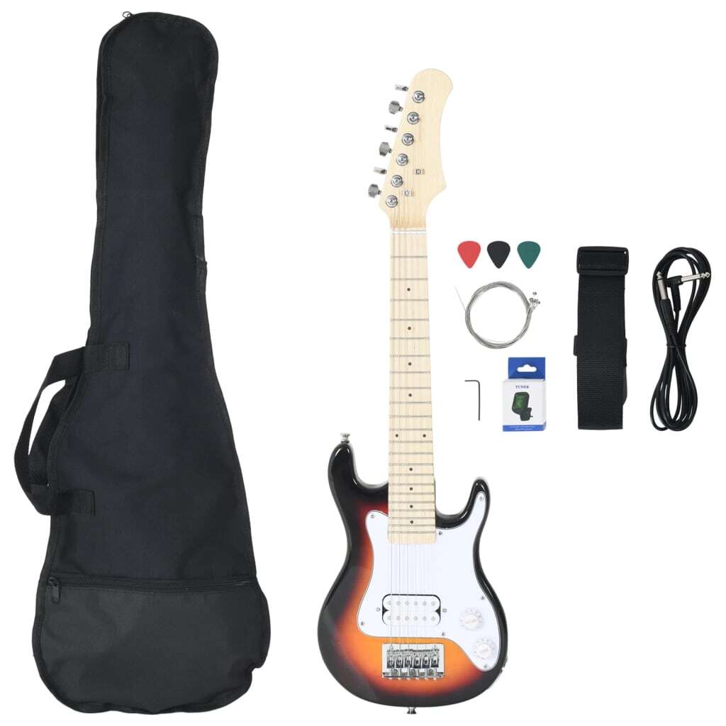 Electric Guitar for Kids with Bag Brown and White 3/4 30" - Kids Electric Cars & Toys