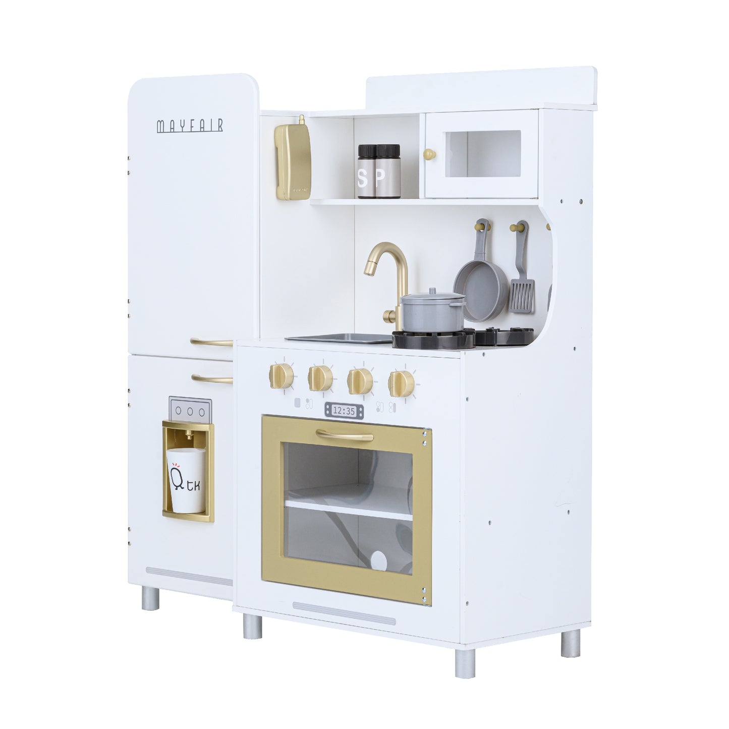 Mayfair Kids Wooden Play Kitchen & 11 Accessories White TD-13302D - Kids Electric Cars & Toys