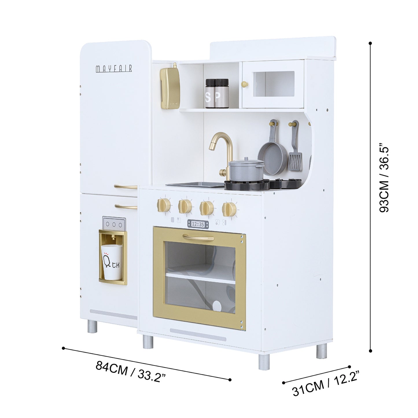 Mayfair Kids Wooden Play Kitchen & 11 Accessories White TD-13302D - Kids Electric Cars & Toys