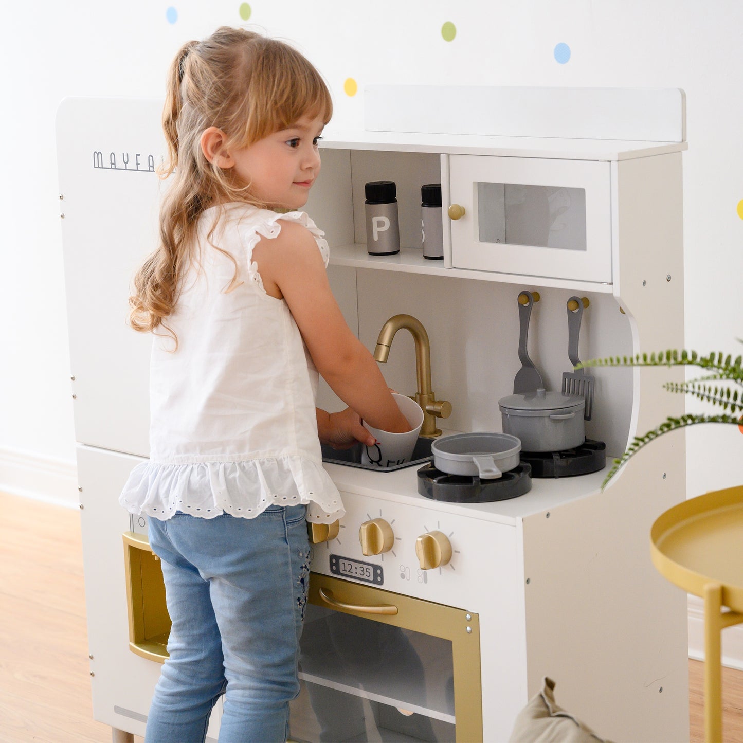 Mayfair Kids Wooden Play Kitchen & 11 Accessories White TD-13302D - Kids Electric Cars & Toys