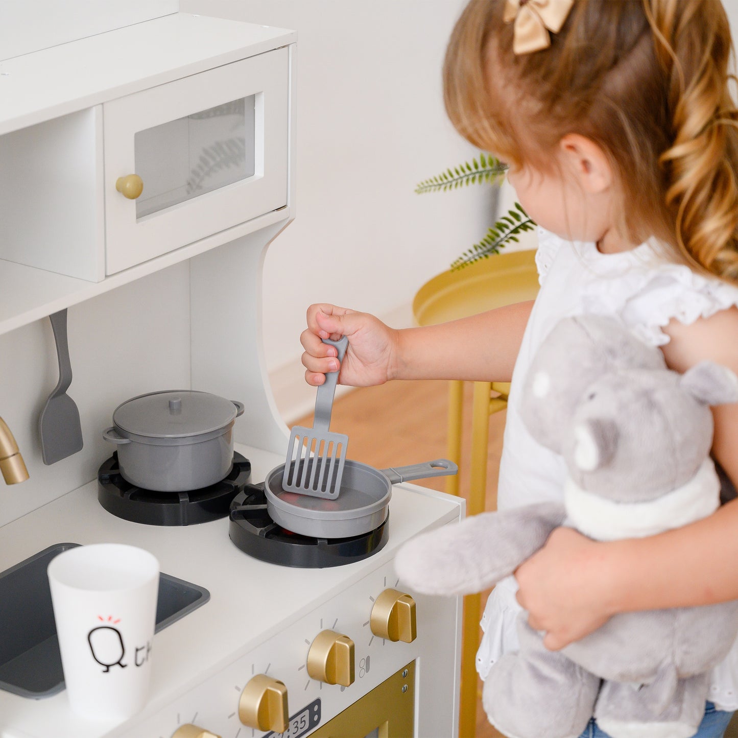 Mayfair Kids Wooden Play Kitchen & 11 Accessories White TD-13302D - Kids Electric Cars & Toys