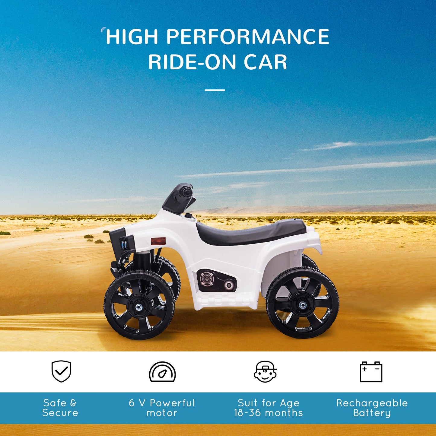 6 V Kids Ride on Cars Electric ATV for 18-36 months Toddlers +Black - Kids Electric Cars & Toys