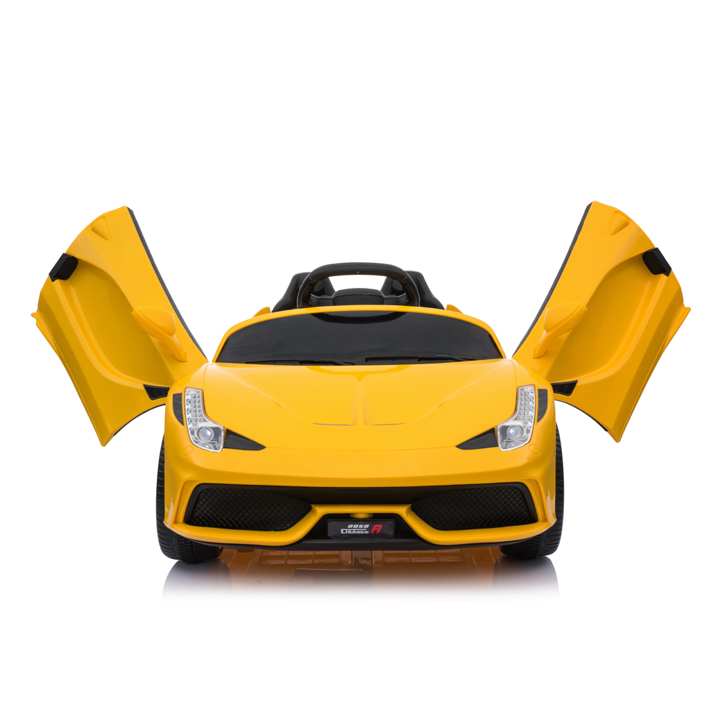 12V Kids Ride On Sports Car 2.4GHZ Remote Control Yellow - Kids Electric Cars & Toys