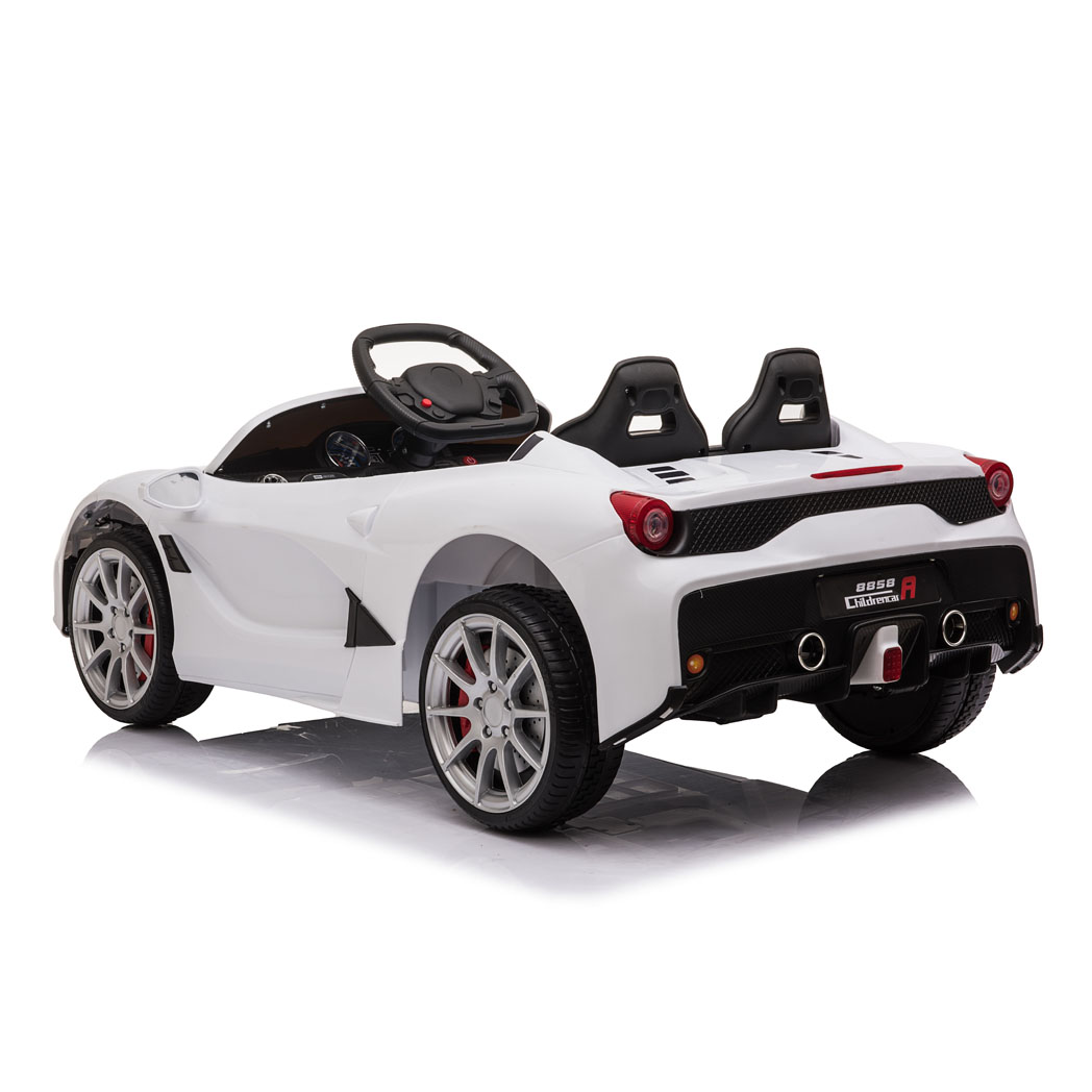 12V Kids Ride On Sports Car 2.4GHZ Remote Control White - Kids Electric Cars & Toys