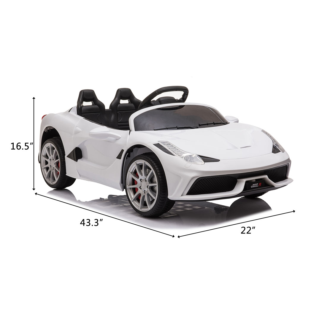 12V Kids Ride On Sports Car 2.4GHZ Remote Control White - Kids Electric Cars & Toys