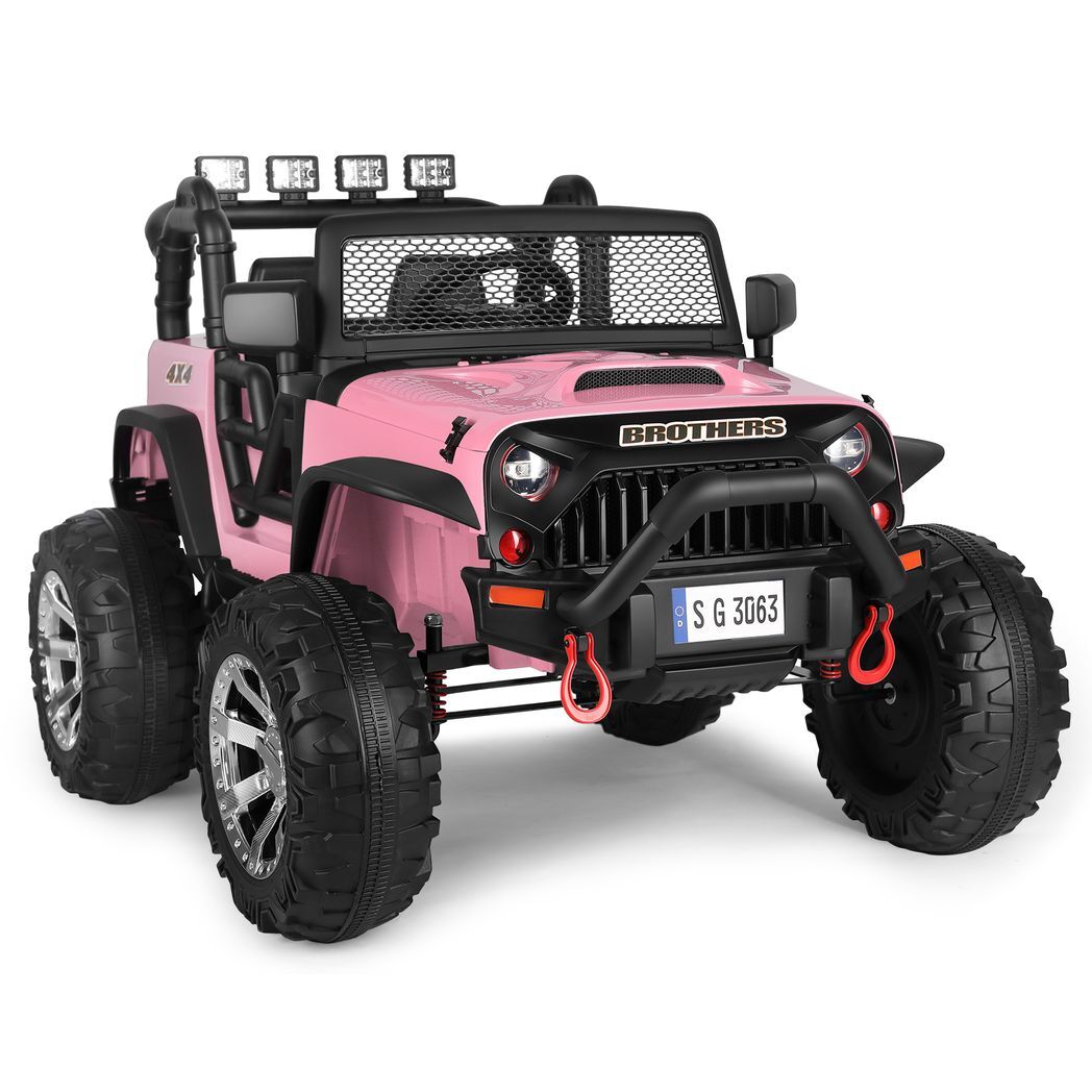 12V Battery Kids Electric Ride on Truck Car Pink Jeep Toys - Kids Electric Cars & Toys