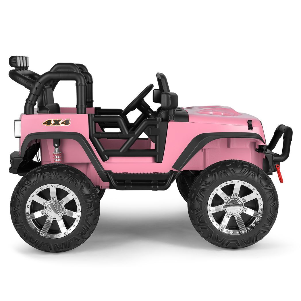 12V Battery Kids Electric Ride on Truck Car Pink Jeep Toys - Kids Electric Cars & Toys