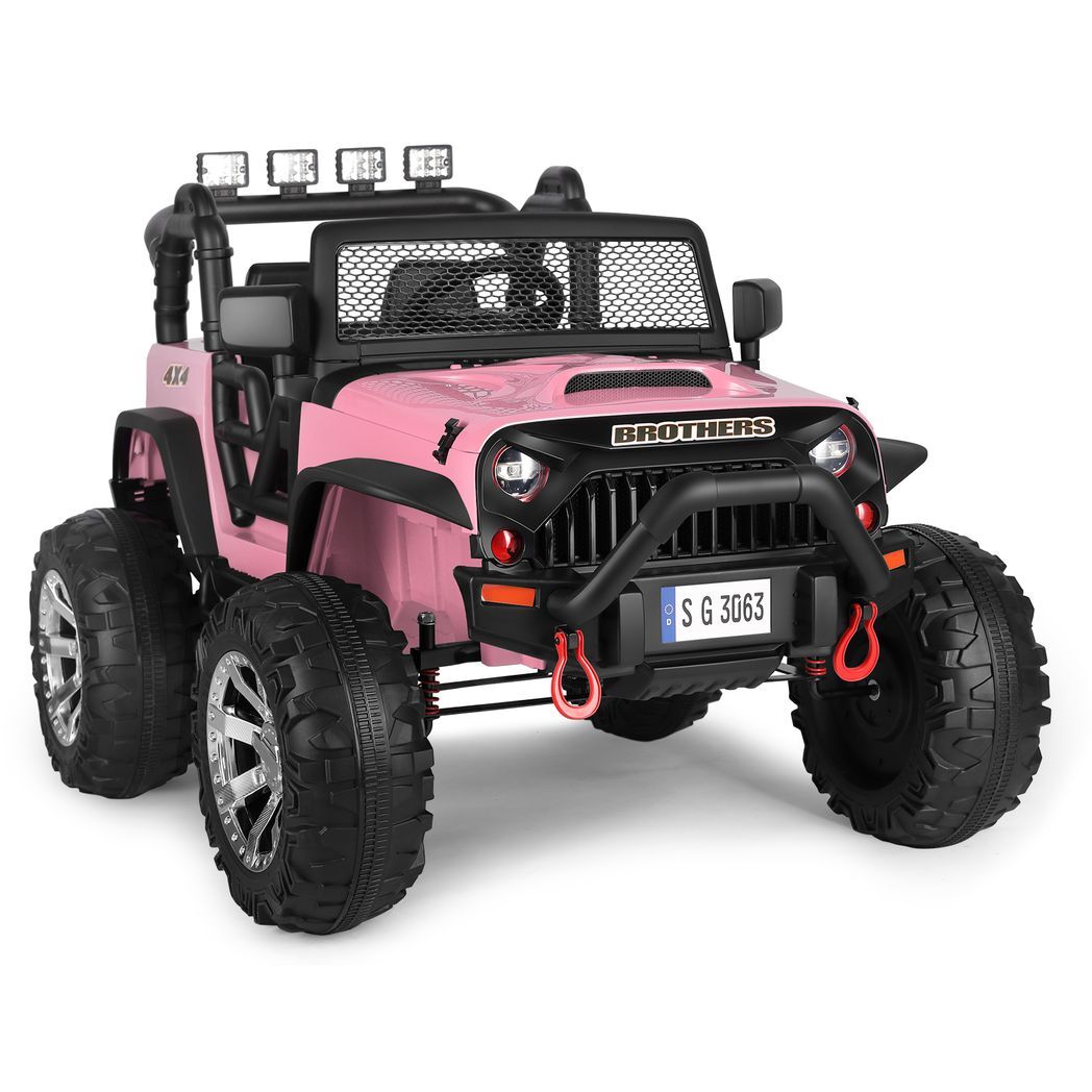 12V Battery Kids Electric Ride on Truck Car Pink Jeep Toys - Kids Electric Cars & Toys