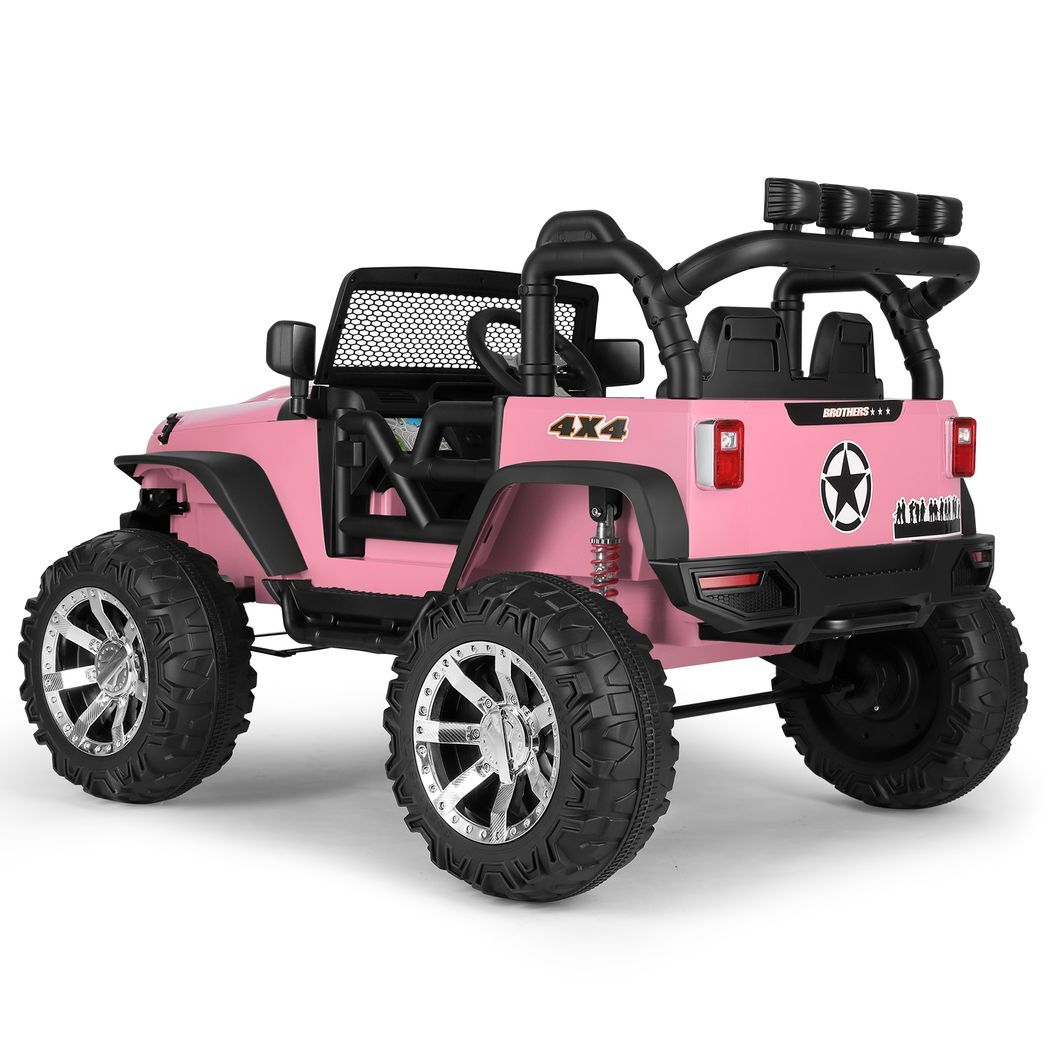 12V Battery Kids Electric Ride on Truck Car Pink Jeep Toys - Kids Electric Cars & Toys