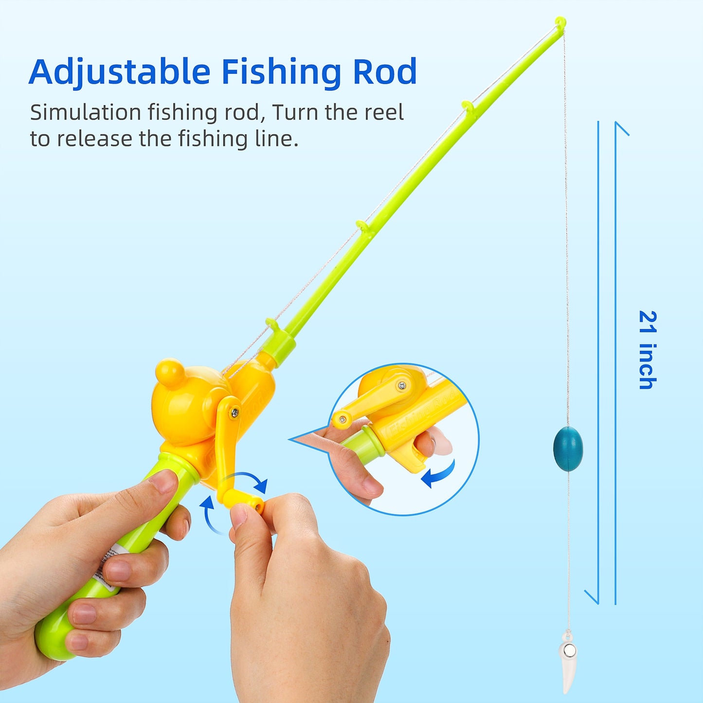 Kids Fishing Game Toy With 1 Adjustable Fishing Rod - Kids Electric Cars & Toys