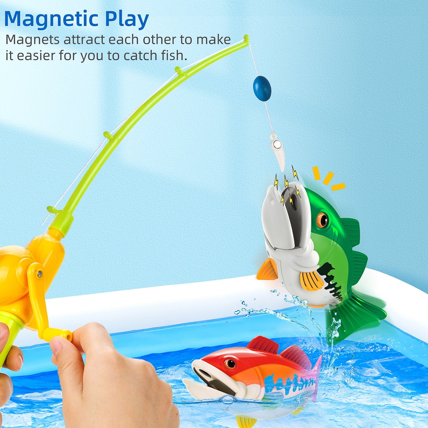 Kids Fishing Game Toy With 1 Adjustable Fishing Rod - Kids Electric Cars & Toys