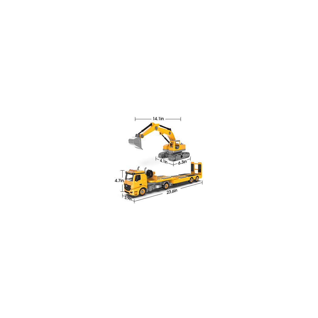(ABC)Building Construction Trailer Truck & Excavator Toys for 3 4 5 6 Years Old Toddlers Kids Boys Girls, 108PCS Building Block Toy Set with Electric Drill, STEM Take Apart Vehicles Gift with Sound & - Kids Electric Cars & Toys