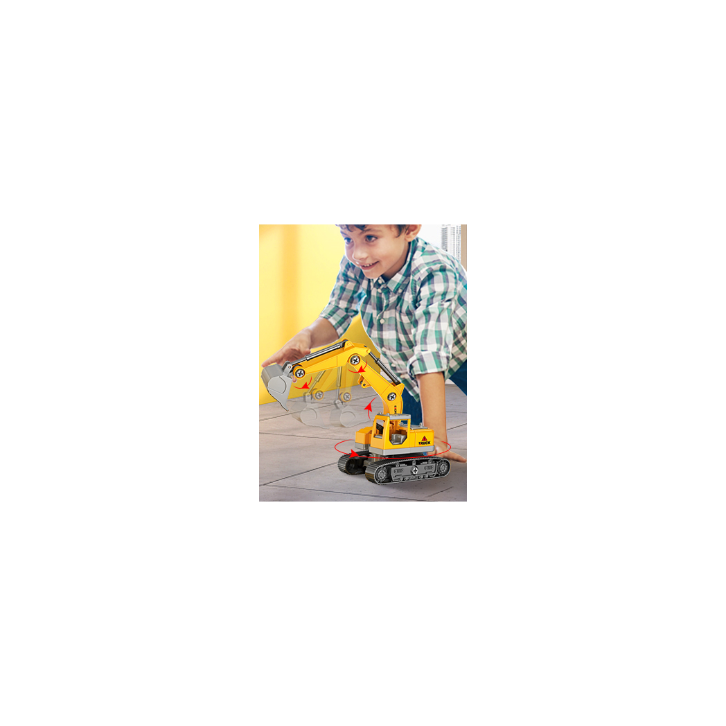 (ABC)Building Construction Trailer Truck & Excavator Toys for 3 4 5 6 Years Old Toddlers Kids Boys Girls, 108PCS Building Block Toy Set with Electric Drill, STEM Take Apart Vehicles Gift with Sound & - Kids Electric Cars & Toys