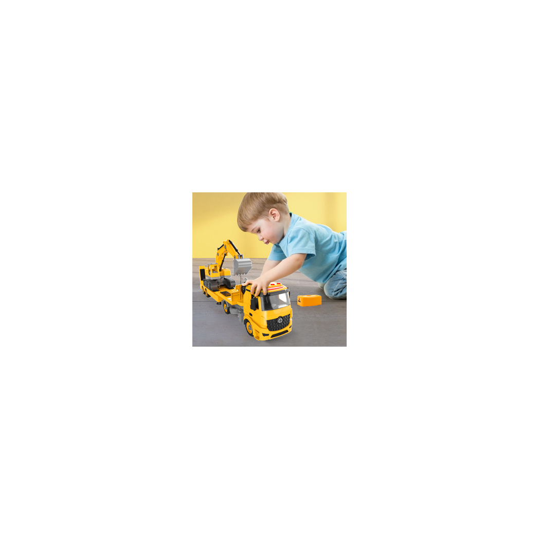 (ABC)Building Construction Trailer Truck & Excavator Toys for 3 4 5 6 Years Old Toddlers Kids Boys Girls, 108PCS Building Block Toy Set with Electric Drill, STEM Take Apart Vehicles Gift with Sound & - Kids Electric Cars & Toys