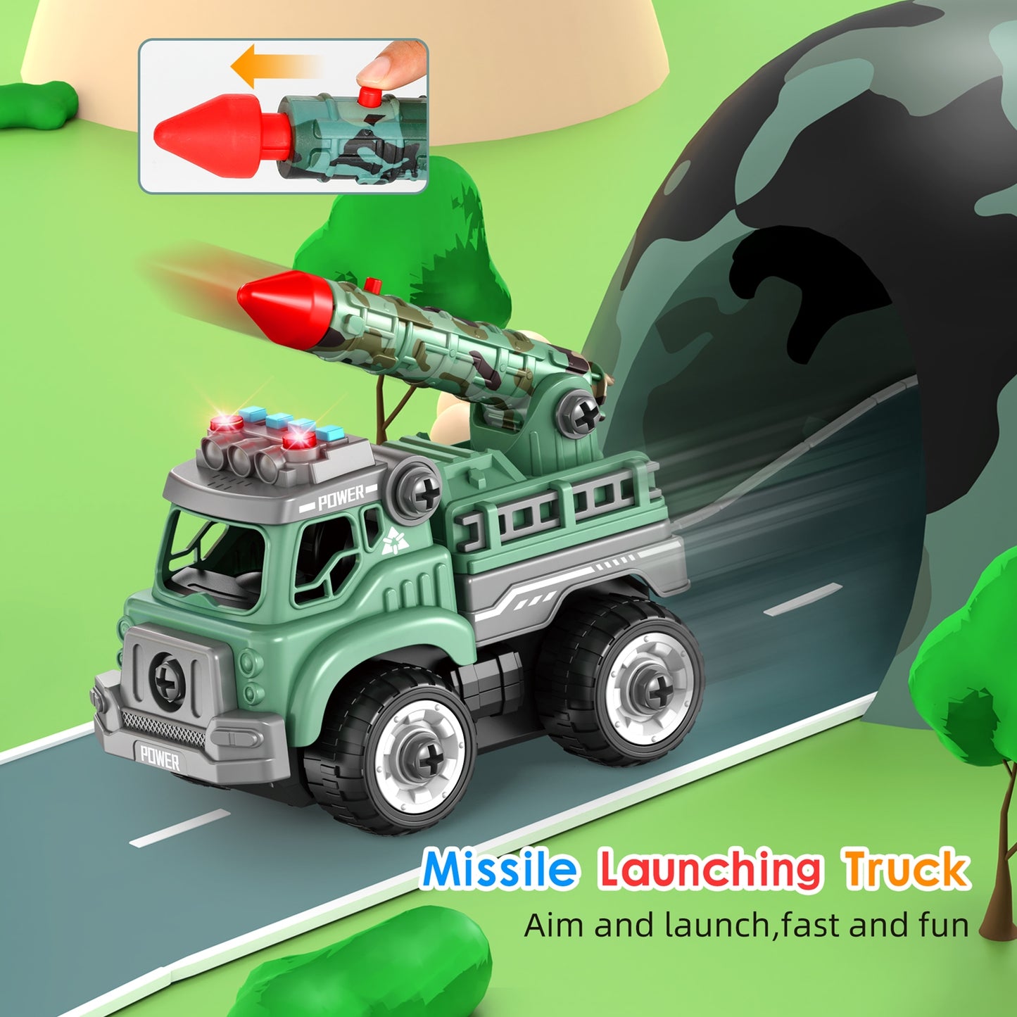 Take Apart Toys with Electric Drill, 5 in 1 Rechargeable Construction Truck Set with Sound and Light, Converts to Remote Control Car, Ideal Birthday for 3 4 5 6 Year - Kids Electric Cars & Toys