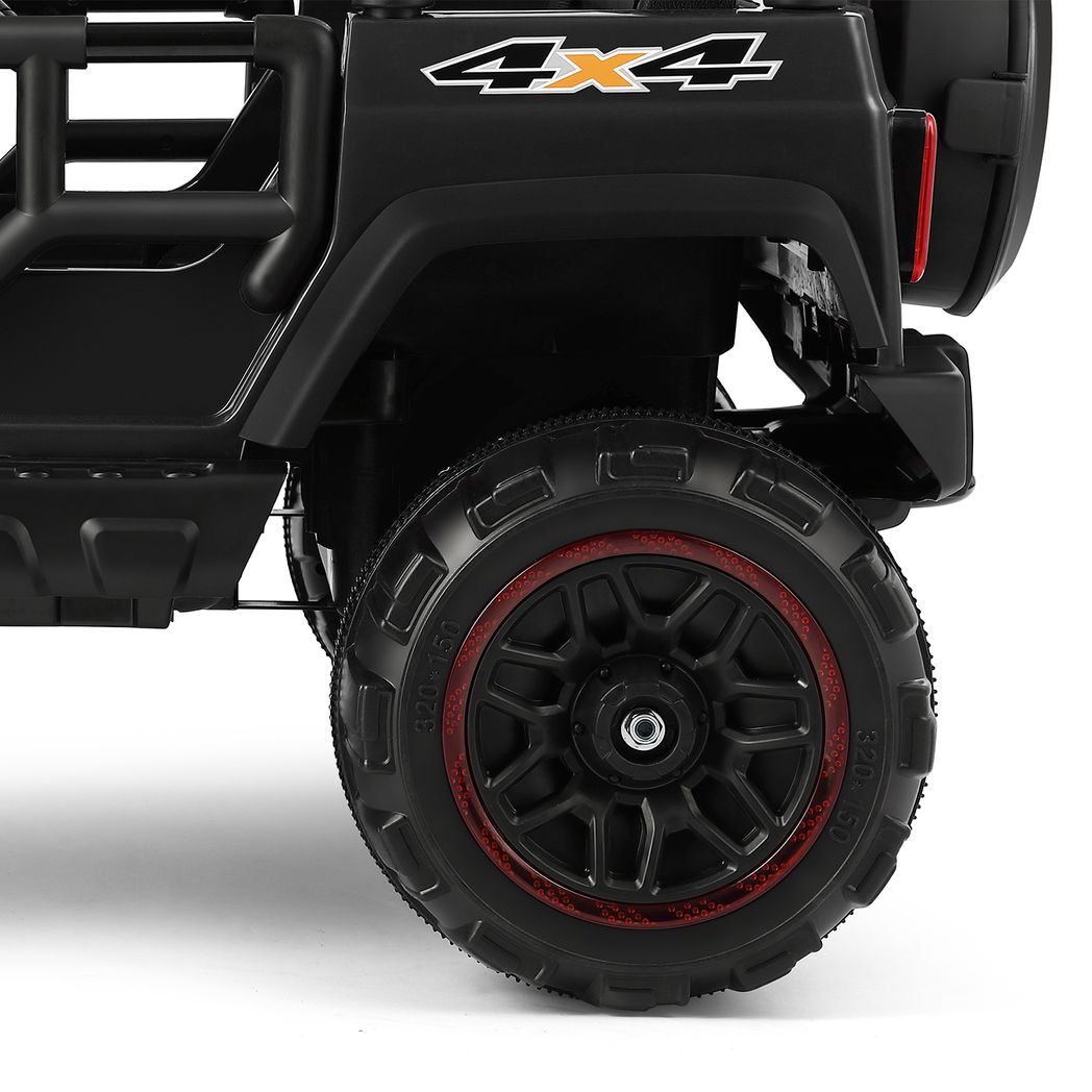 12V Battery Kids Ride on Truck Car Toys MP3 LED Light Remote Control+Cover Black - Kids Electric Cars & Toys