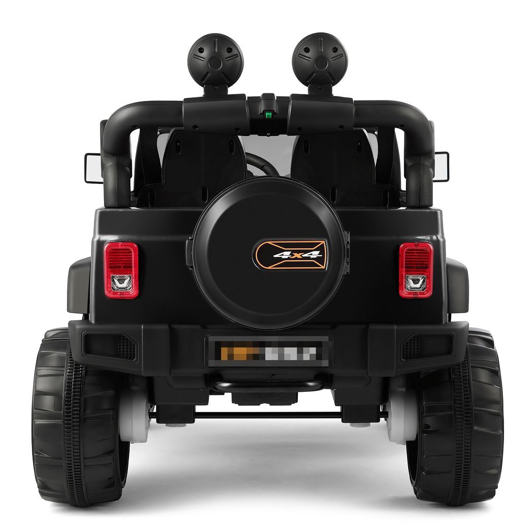 12V Battery Kids Ride on Truck Car Toys MP3 LED Light Remote Control+Cover Black - Kids Electric Cars & Toys
