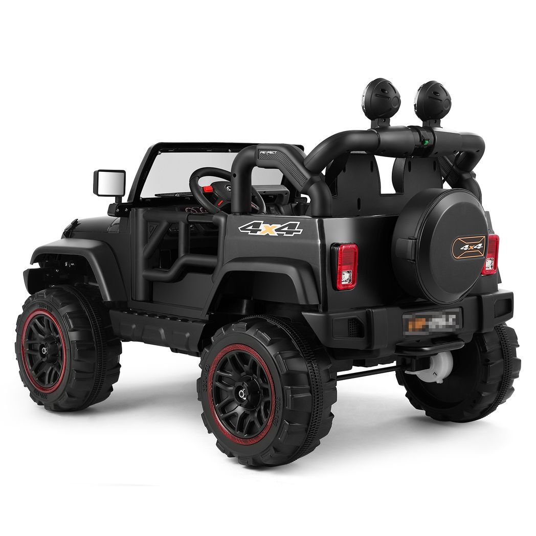 12V Battery Kids Ride on Truck Car Toys MP3 LED Light Remote Control+Cover Black - Kids Electric Cars & Toys