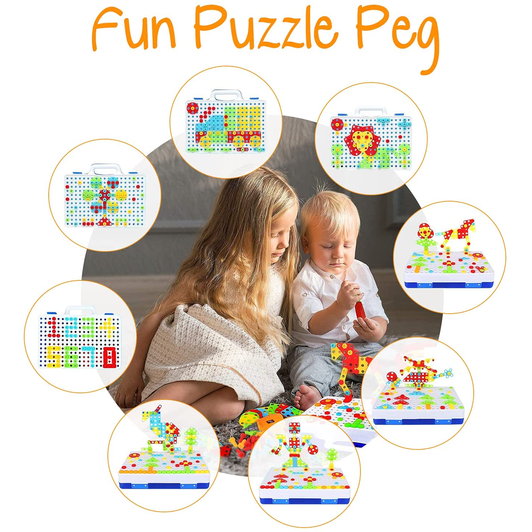 237 Pieces Creative Toy Drill Puzzle Set, STEM Learning Educational Toys, 3D Construction Engineering Building Blocks for Boys and Girls Ages 3 4 5 6 7 8 9 10 Year Old - Kids Electric Cars & Toys