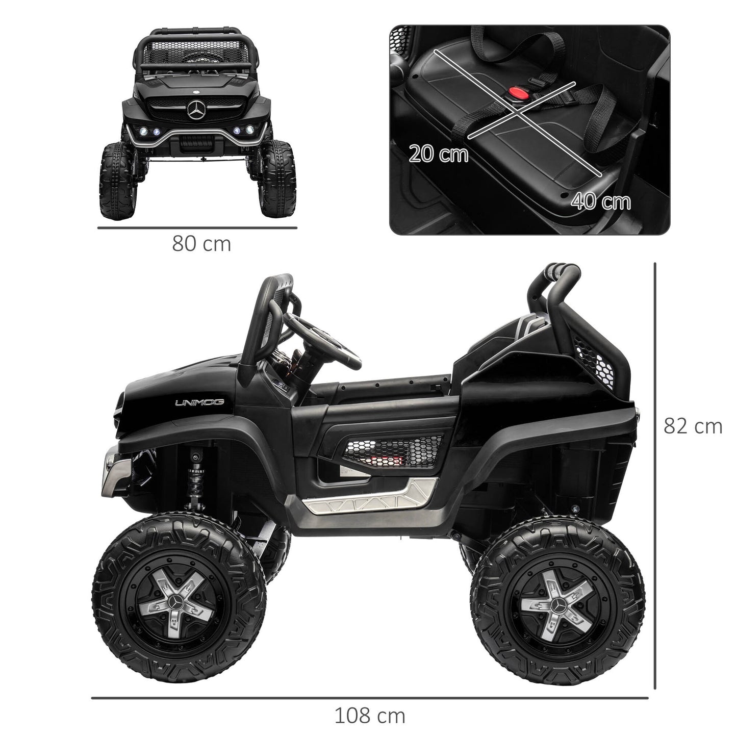 Kids Electric Ride on Car with Remote Control - Black - Kids Electric Cars & Toys