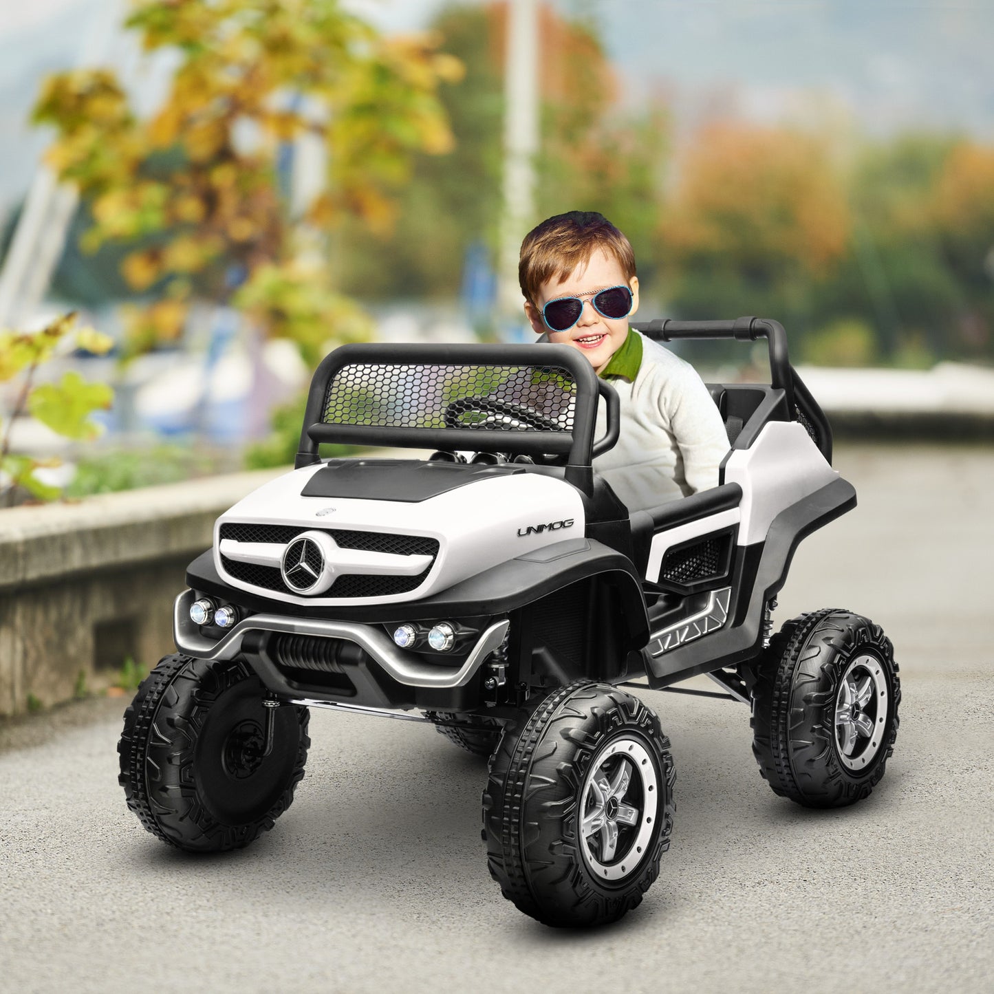 Kids Electric Ride on Car with Remote Control - White - Kids Electric Cars & Toys