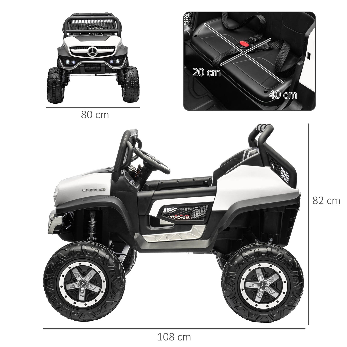 Kids Electric Ride on Car with Remote Control - White - Kids Electric Cars & Toys