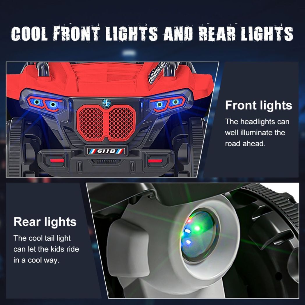 6V Kids Ride-On Electric ATV, 4-Wheeler Quad Car Toy with LED Headlights, Bluetooth - Kids Electric Cars & Toys