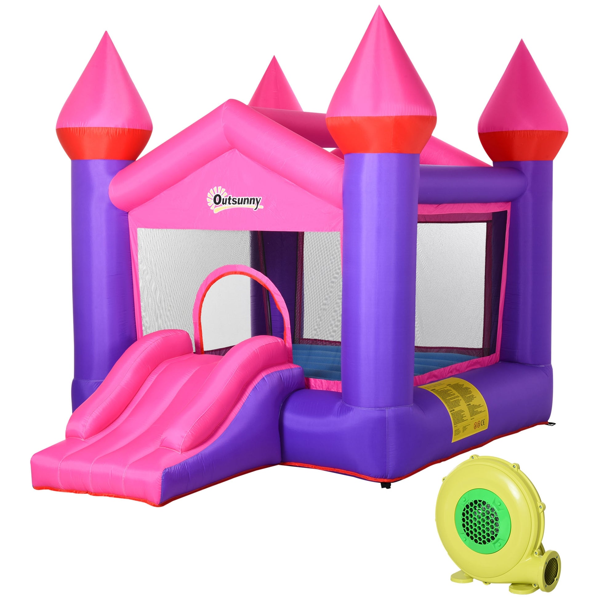 Bouncy Castle With Slide Inflatable Trampoline w/ Blower Multi-color -  Kids Electric Cars & Toys