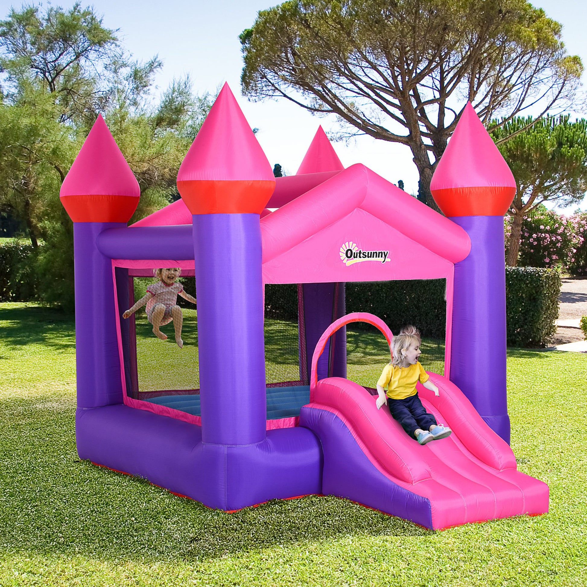 Bouncy Castle With Slide Inflatable Trampoline w/ Blower Multi-color -  Kids Electric Cars & Toys