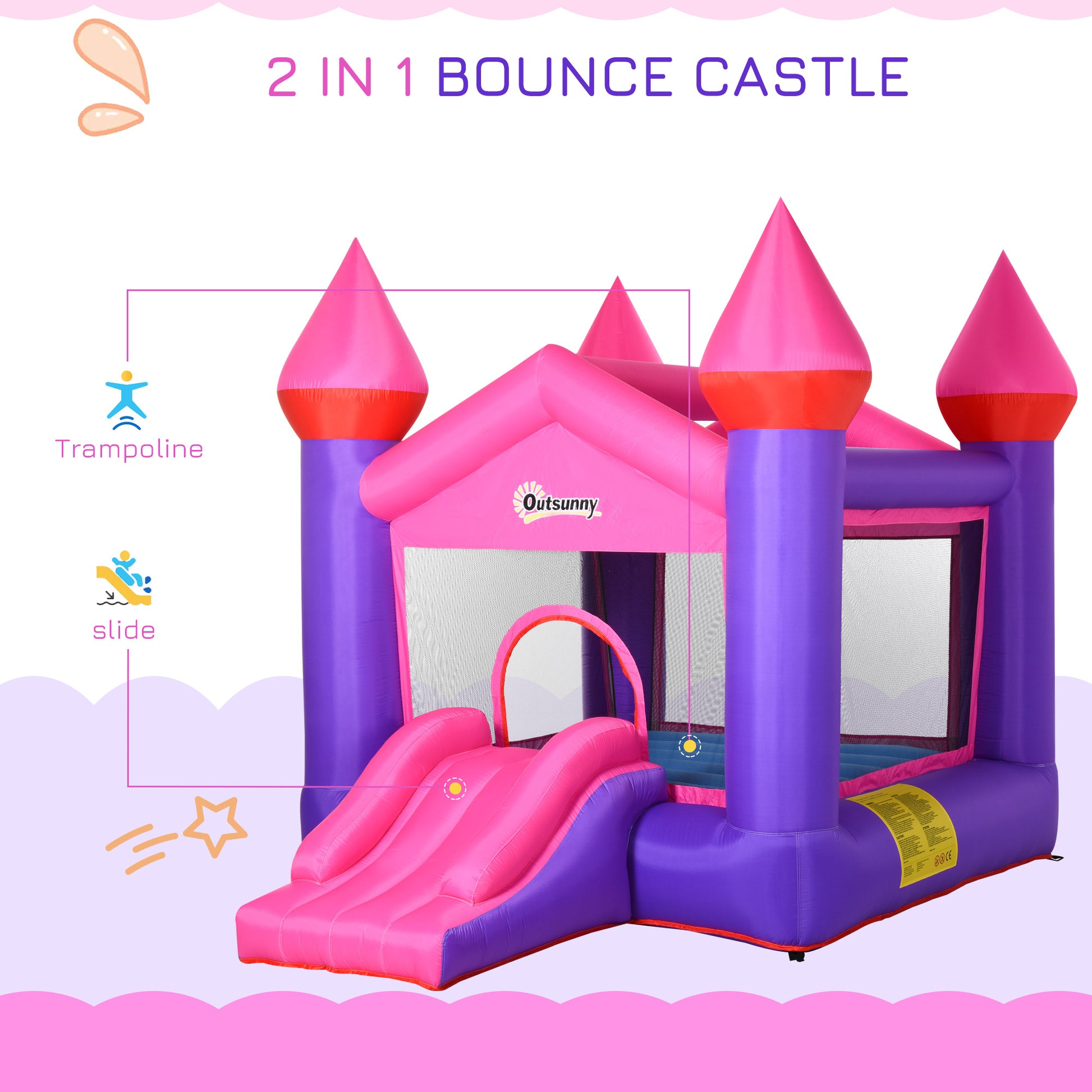 Bouncy Castle With Slide Inflatable Trampoline w/ Blower Multi-color -  Kids Electric Cars & Toys