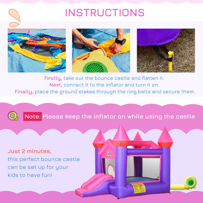 Bouncy Castle With Slide Inflatable Trampoline w/ Blower Multi-color -  Kids Electric Cars & Toys