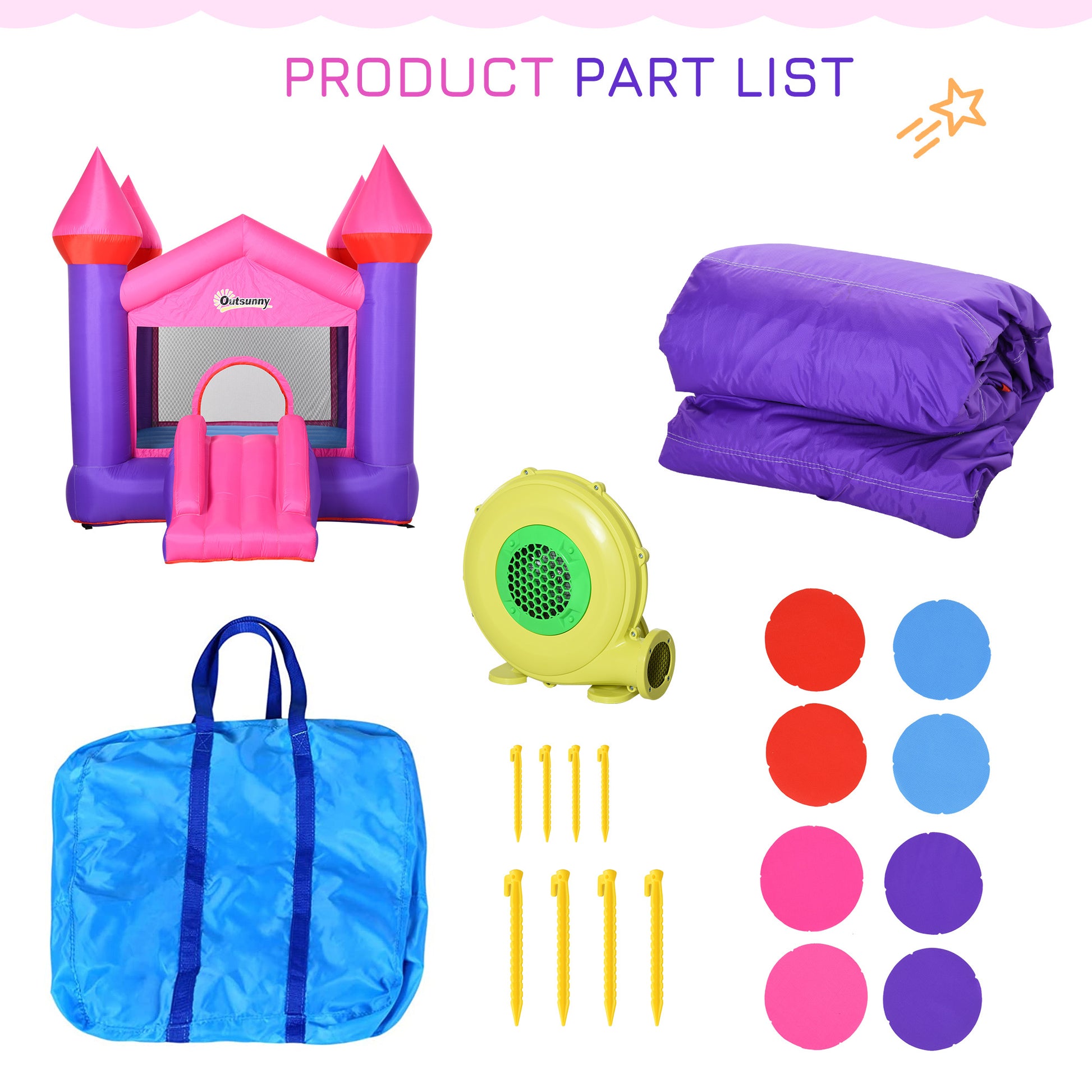 Bouncy Castle With Slide Inflatable Trampoline w/ Blower Multi-color -  Kids Electric Cars & Toys