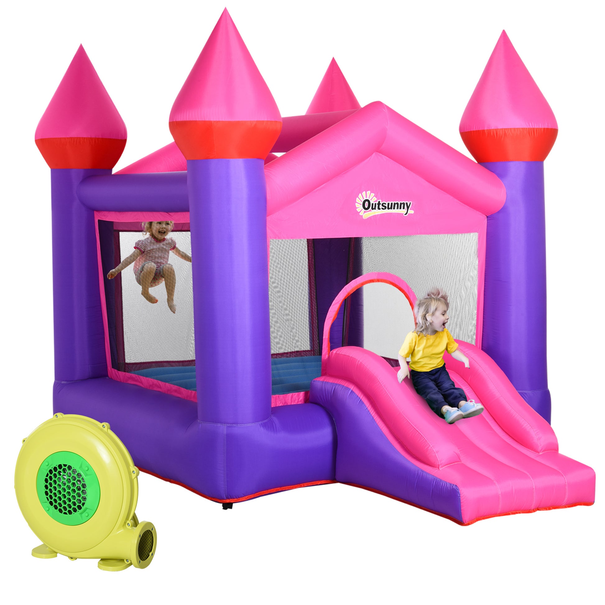 Bouncy Castle With Slide Inflatable Trampoline w/ Blower Multi-color -  Kids Electric Cars & Toys