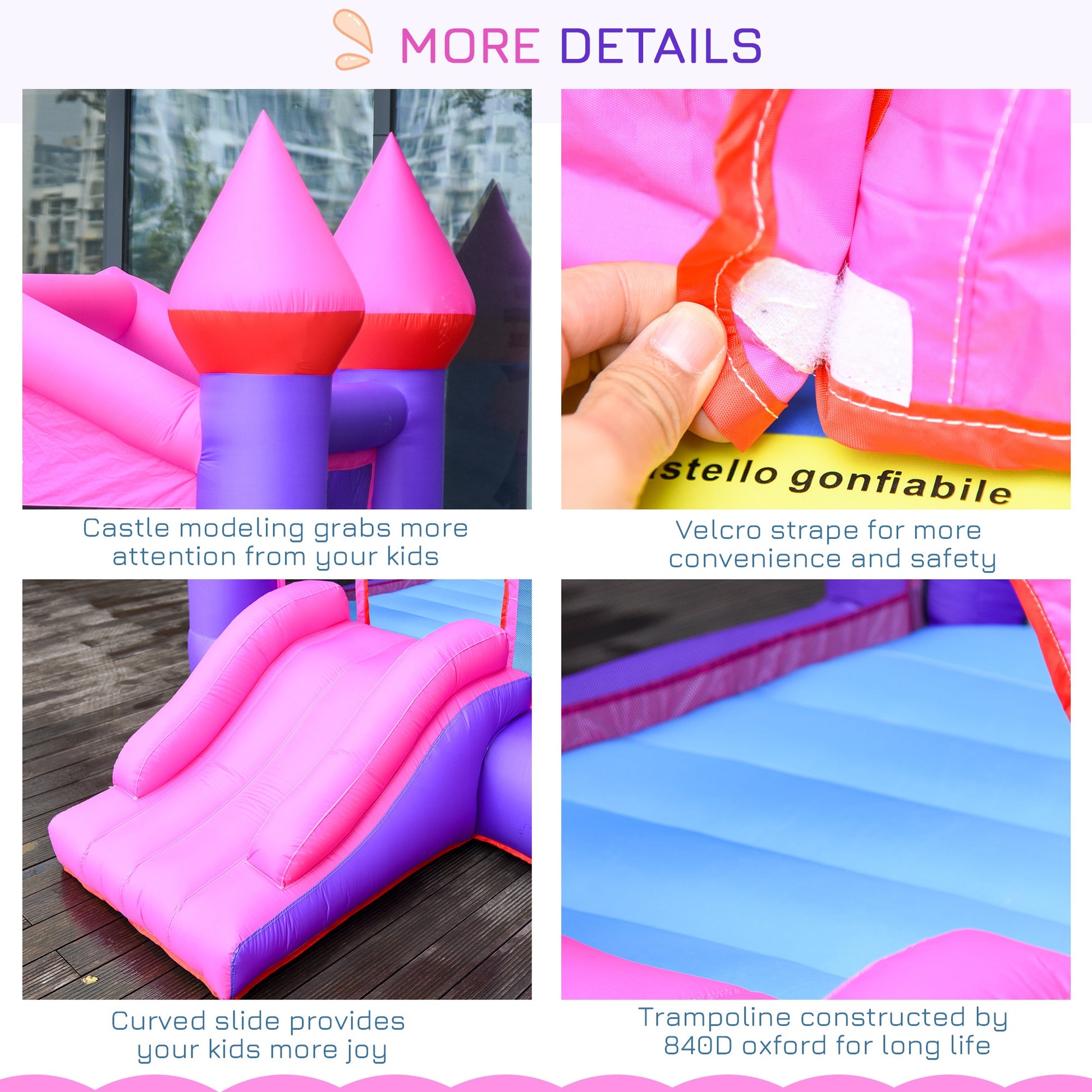 Bouncy Castle With Slide Inflatable Trampoline w/ Blower Multi-color -  Kids Electric Cars & Toys