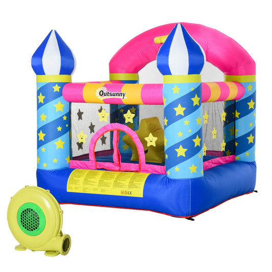 Kids Bouncy Castle House Trampoline Basket Blower for Age 3-10  Blue -  Kids Electric Cars & Toys