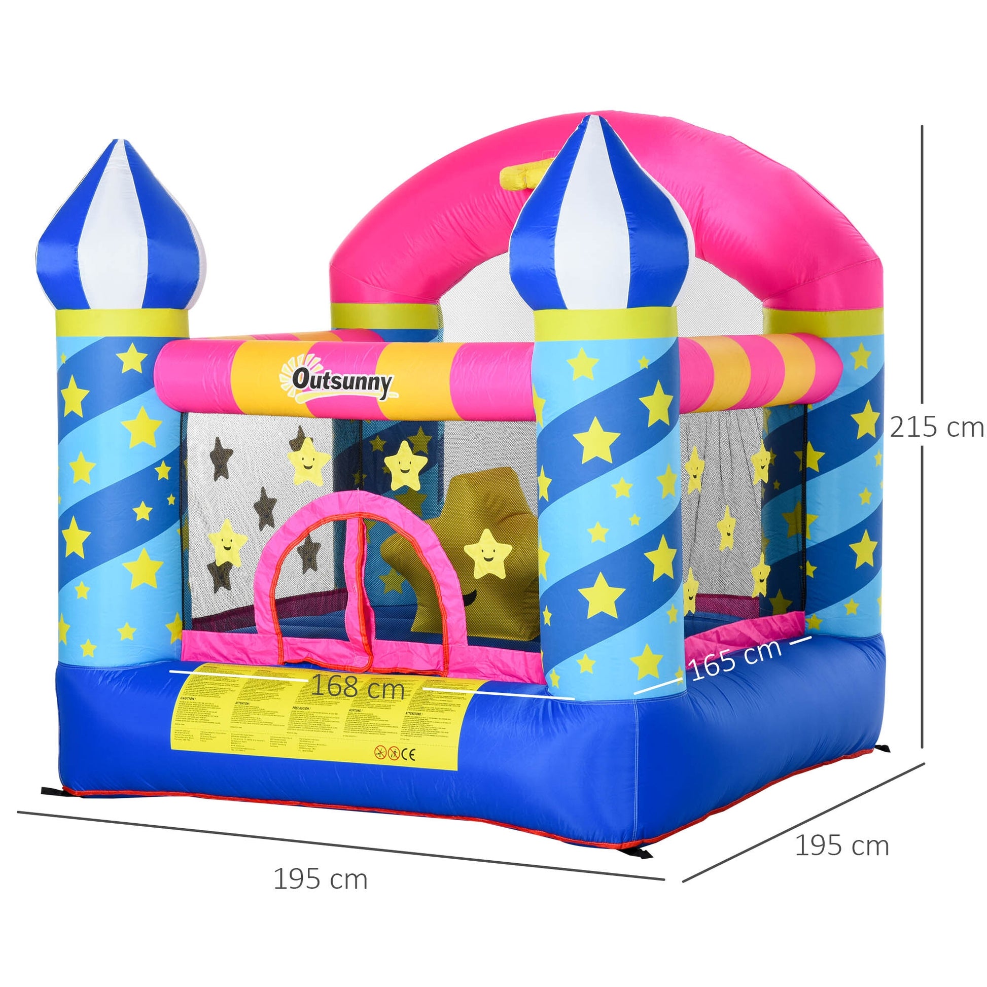 Kids Bouncy Castle House Trampoline Basket Blower for Age 3-10  Blue -  Kids Electric Cars & Toys