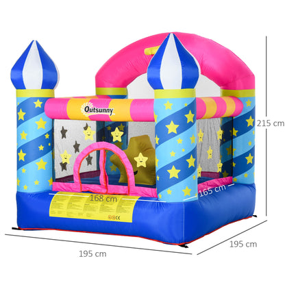 Kids Bouncy Castle House Trampoline Basket Blower for Age 3-10  Blue -  Kids Electric Cars & Toys