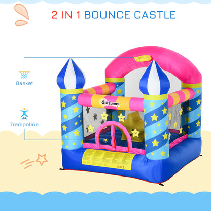 Kids Bouncy Castle House Trampoline Basket Blower for Age 3-10  Blue -  Kids Electric Cars & Toys