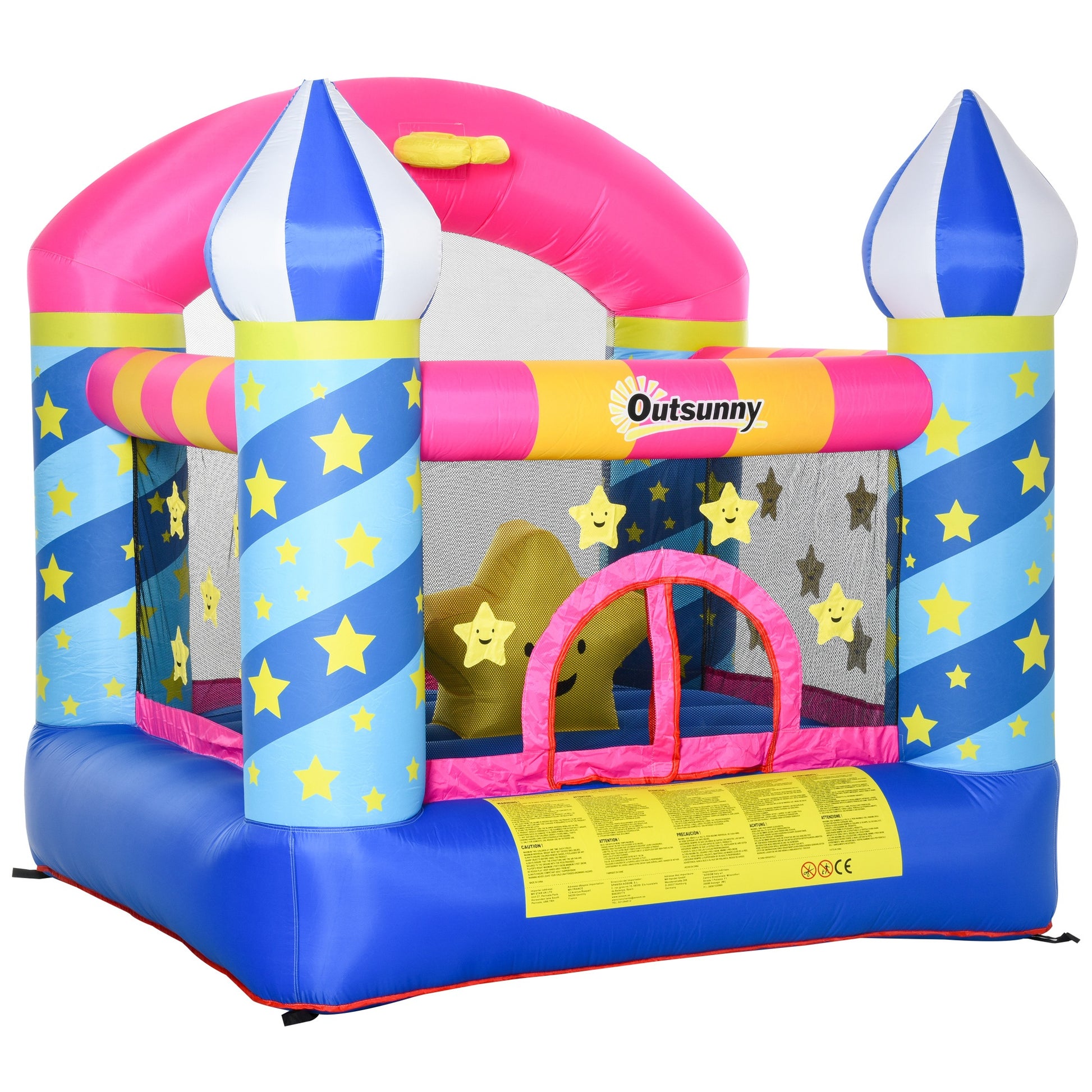 Kids Bouncy Castle House Trampoline Basket Blower for Age 3-10  Blue -  Kids Electric Cars & Toys