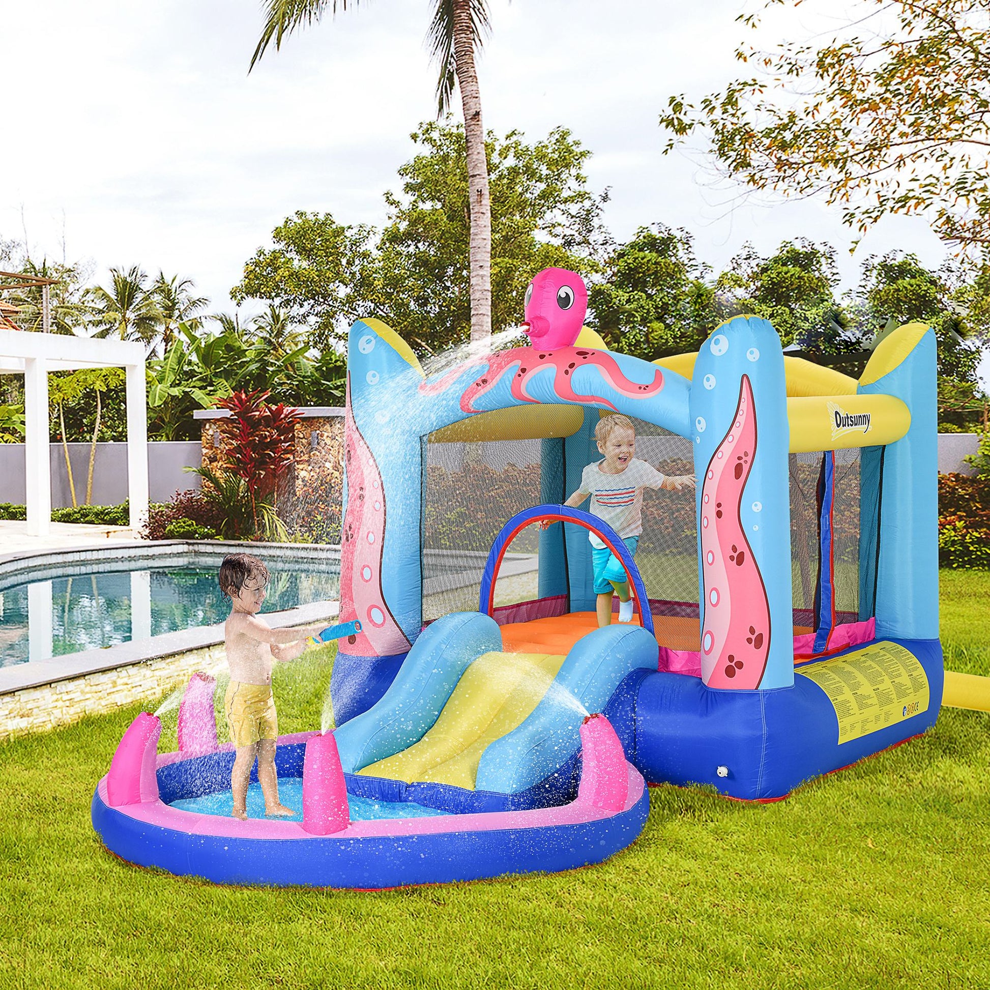 Bouncy Castle Slide Water Pool Trampoline, Blower 3.6 x 1.75 x 1.8m -  Kids Electric Cars & Toys