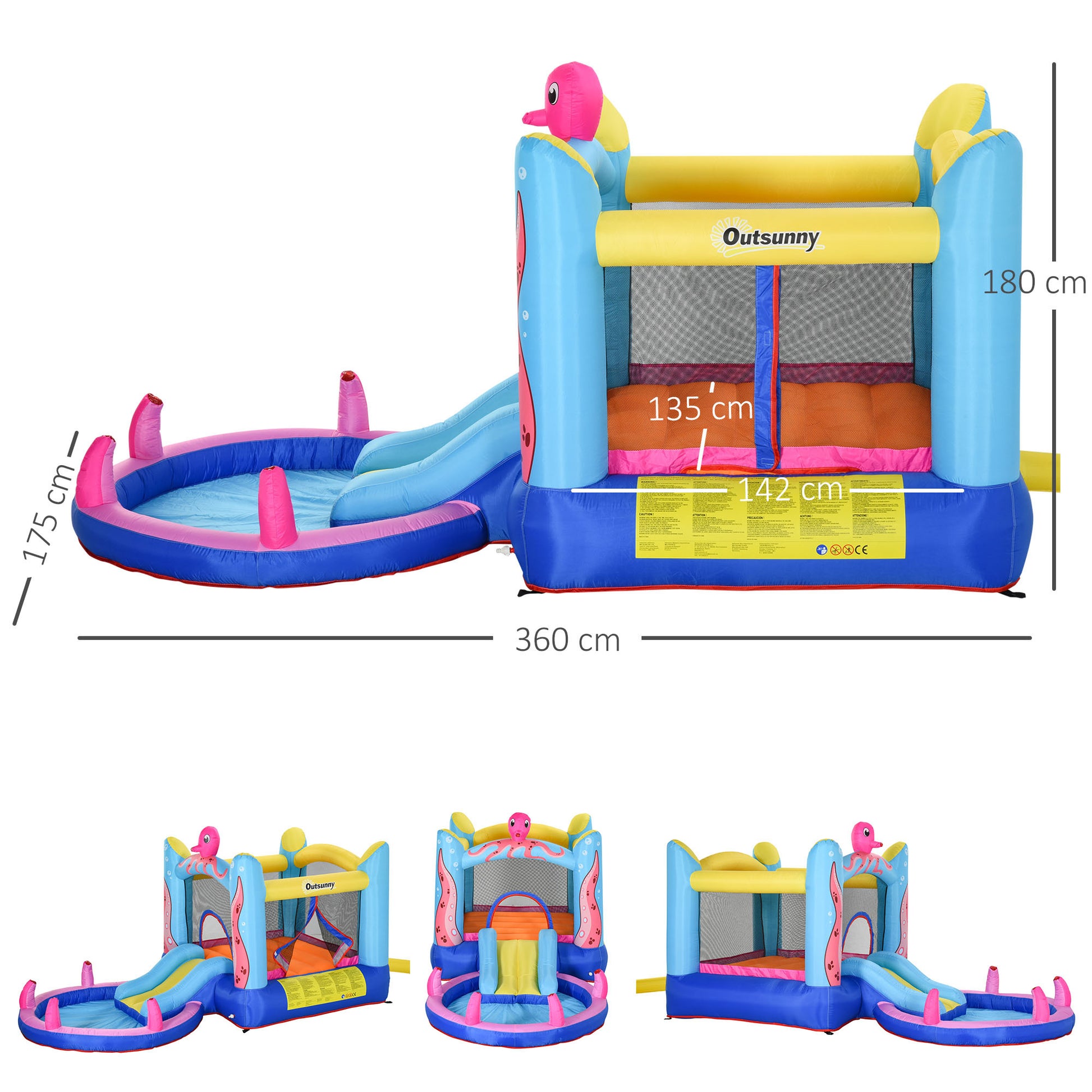 Bouncy Castle Slide Water Pool Trampoline, Blower 3.6 x 1.75 x 1.8m -  Kids Electric Cars & Toys