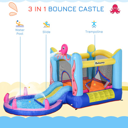 Bouncy Castle Slide Water Pool Trampoline, Blower 3.6 x 1.75 x 1.8m -  Kids Electric Cars & Toys