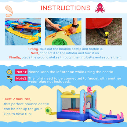 Bouncy Castle Slide Water Pool Trampoline, Blower 3.6 x 1.75 x 1.8m -  Kids Electric Cars & Toys