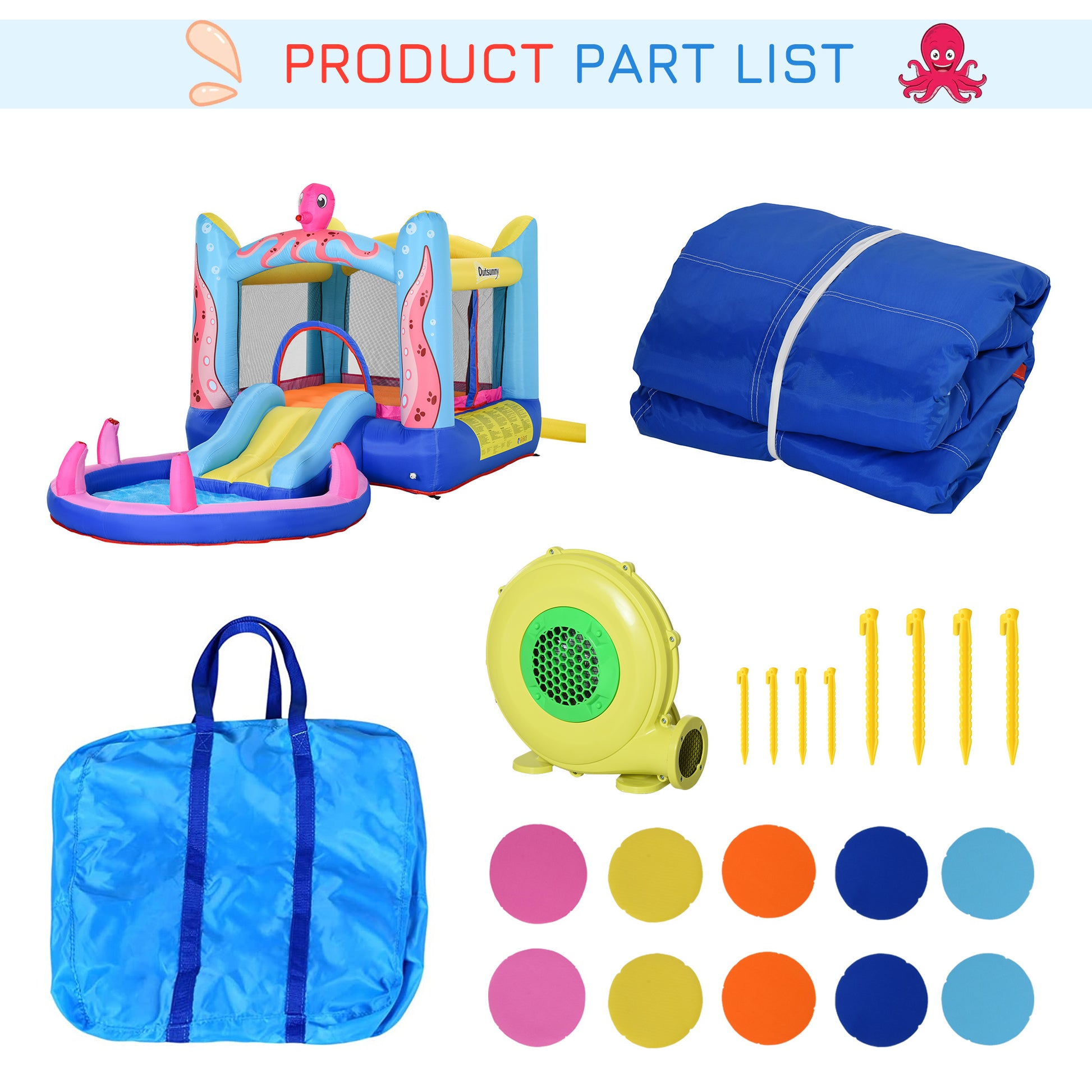 Bouncy Castle Slide Water Pool Trampoline, Blower 3.6 x 1.75 x 1.8m -  Kids Electric Cars & Toys