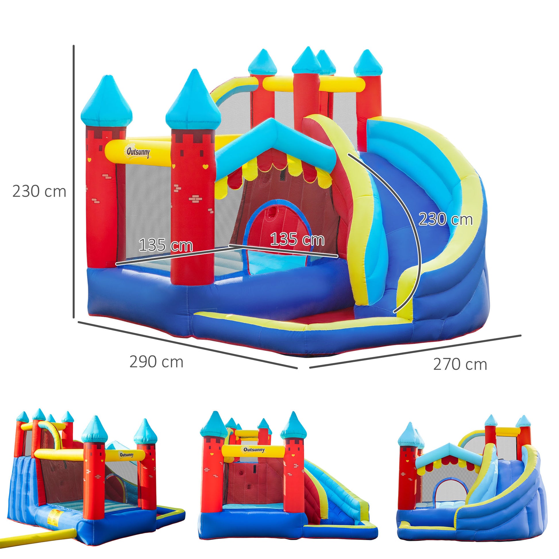 Kids Bouncy Castle with Slide Pool Trampoline Climbing Wall w/ Blower -  Kids Electric Cars & Toys
