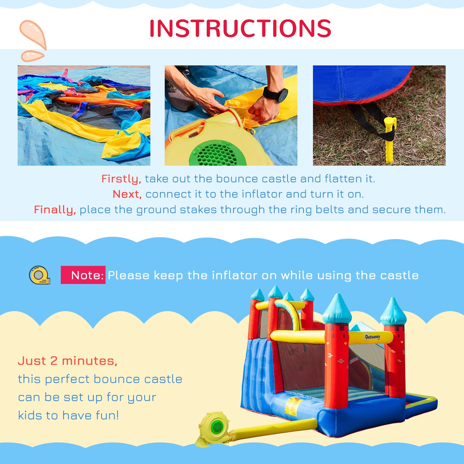 Kids Bouncy Castle with Slide Pool Trampoline Climbing Wall w/ Blower -  Kids Electric Cars & Toys