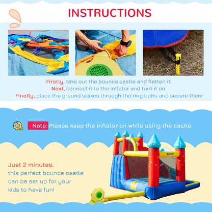 Kids Bouncy Castle with Slide Pool Trampoline Climbing Wall w/ Blower -  Kids Electric Cars & Toys