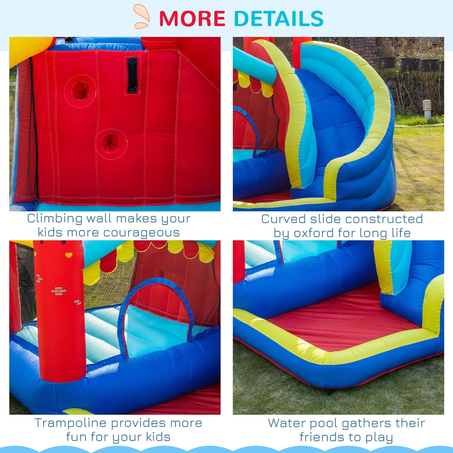 Kids Bouncy Castle with Slide Pool Trampoline Climbing Wall w/ Blower -  Kids Electric Cars & Toys