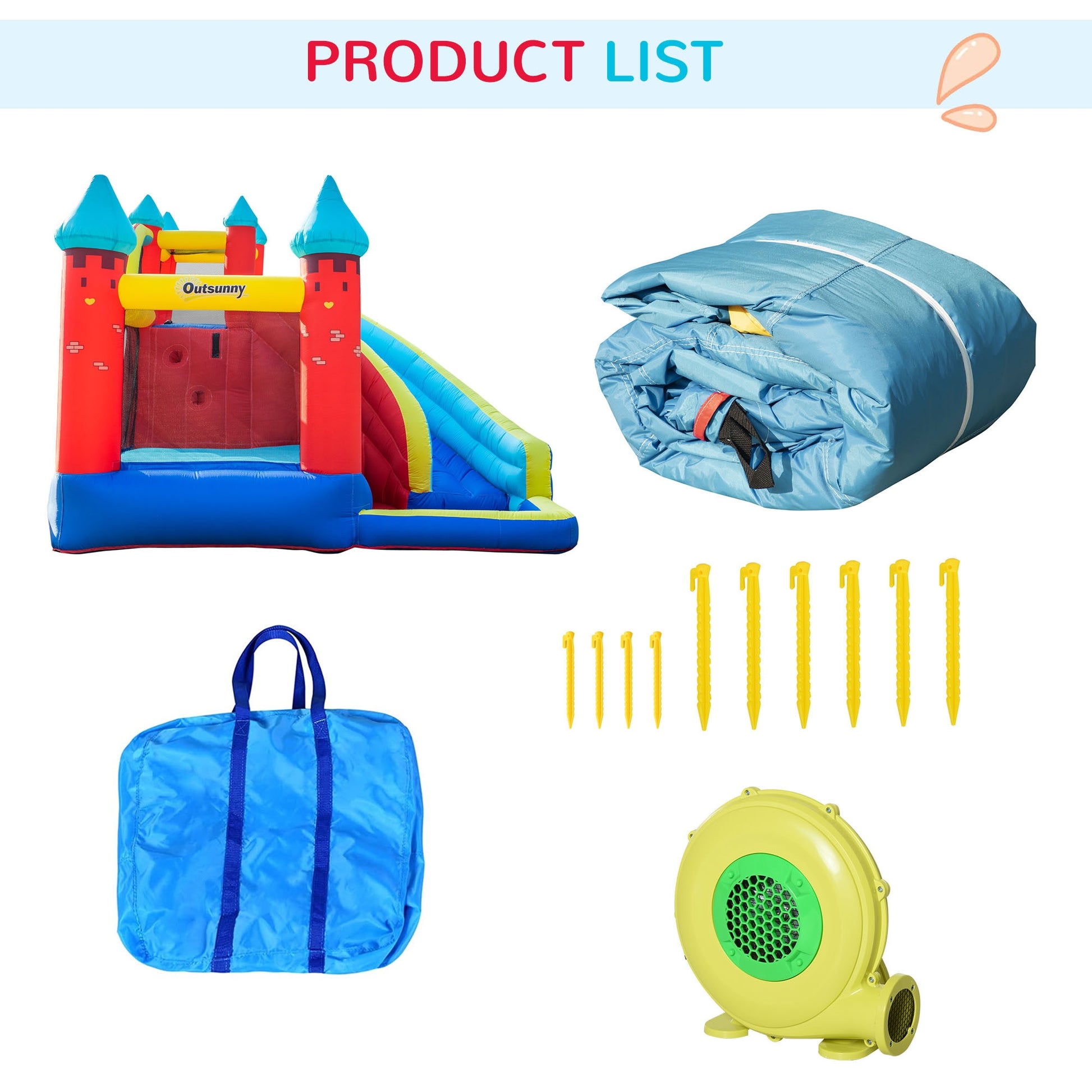 Kids Bouncy Castle with Slide Pool Trampoline Climbing Wall w/ Blower -  Kids Electric Cars & Toys