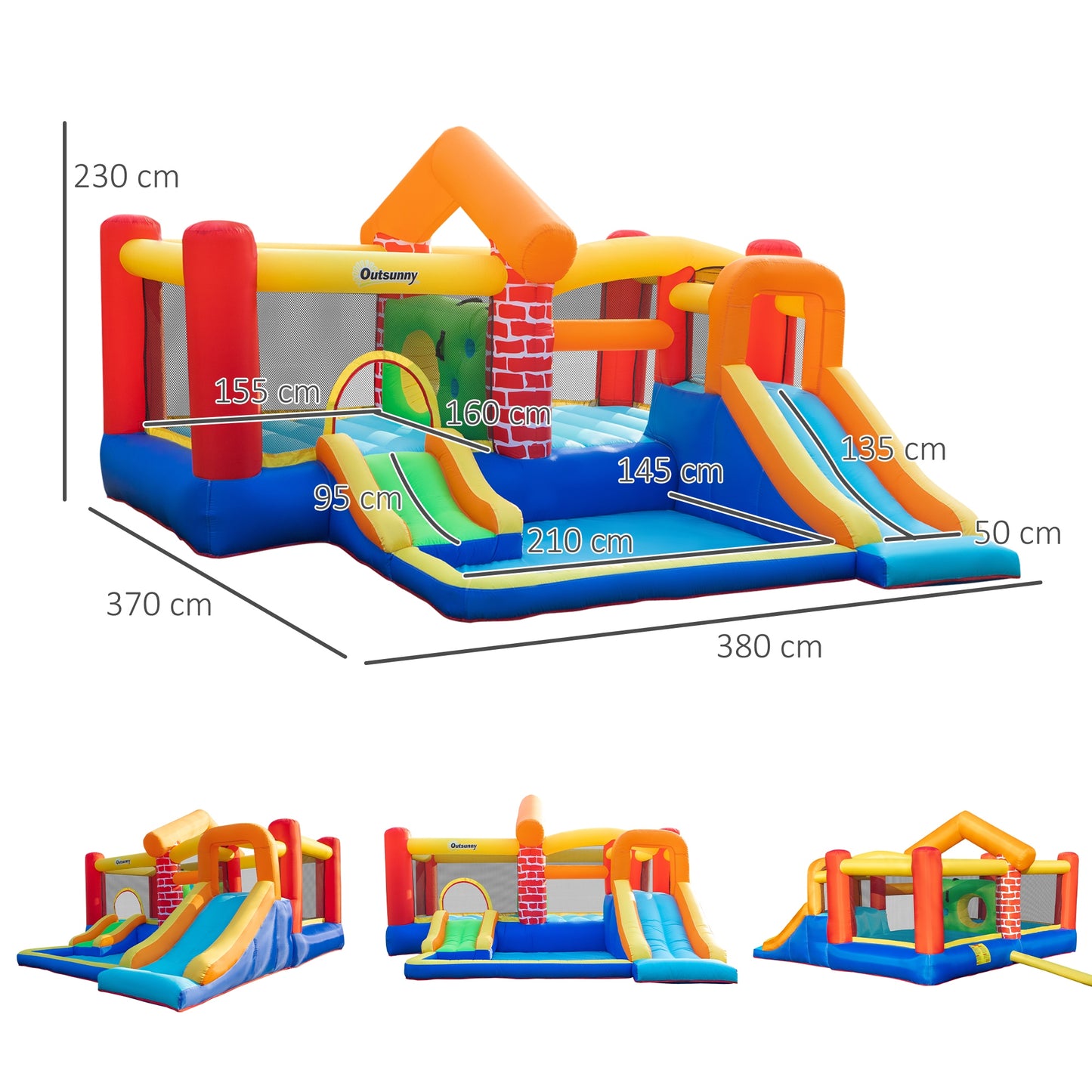 Kids Bouncy Castle with Double Slides Pool Trampoline with Blower -  Kids Electric Cars & Toys